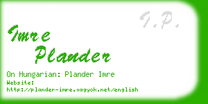 imre plander business card